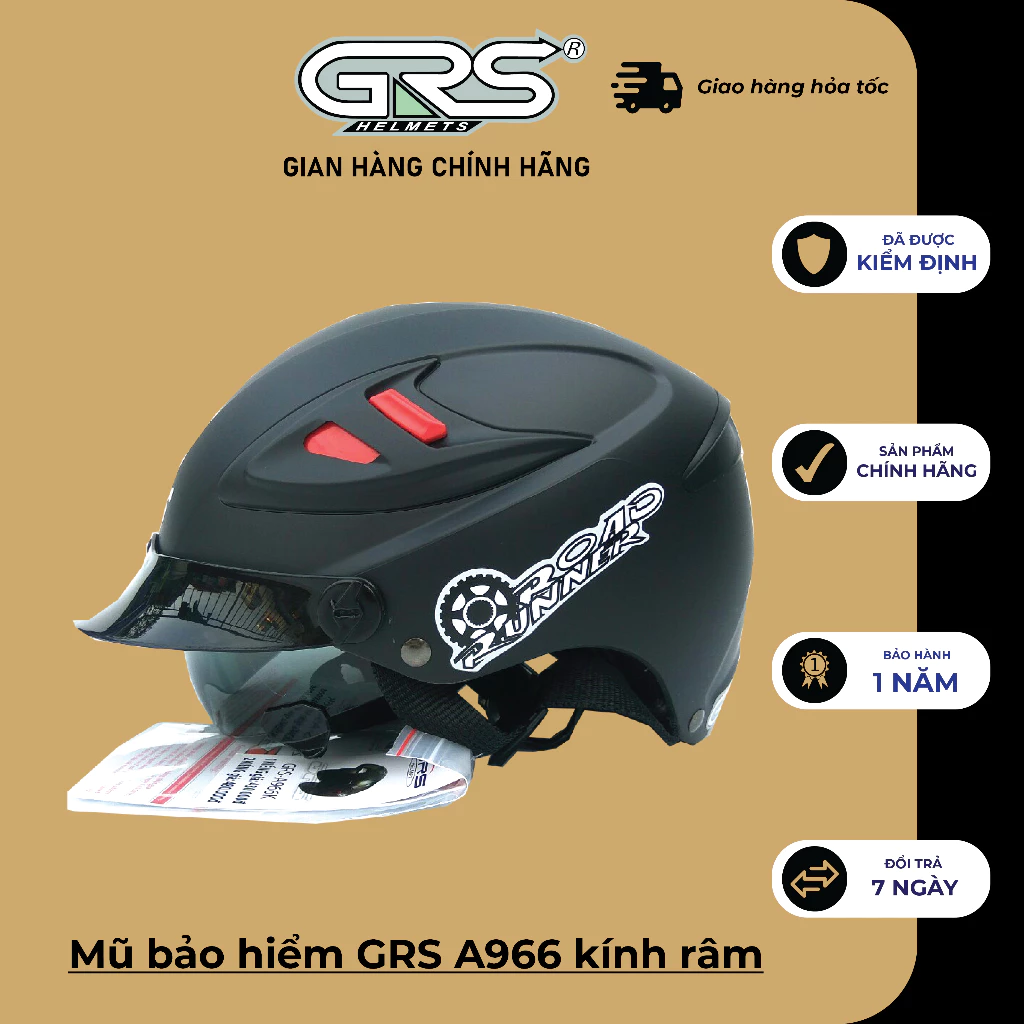 Mũ bảo hiểm GRS A966 kính râm (nhiều màu)
