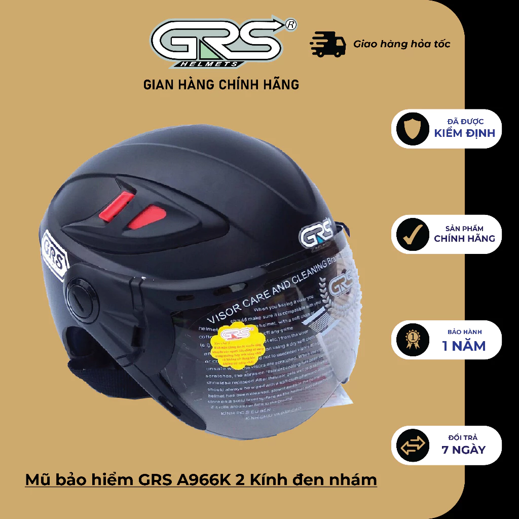 Mũ bảo hiểm GRS A966K 2 Kính – Vệ sĩ chống tia cực tím (nhiều màu)