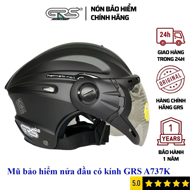 Mũ nón bảo hiểm nửa đầu có kính GRS A737K chính hãng nhiều màu